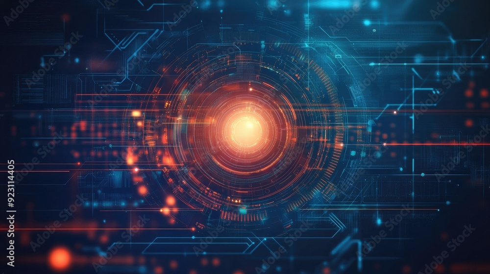 Poster digital abstract background for big data featuring futuristic technology and hand-drawn art. emphasi