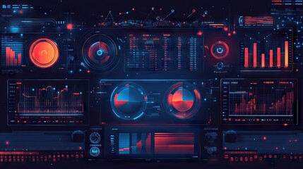 Obraz premium Digital abstract illustration for Big Data featuring futuristic elements and hand-drawn art. Tech background showcasing data mining and management concepts. Ideal for tech content and designs. -