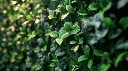 Mesmerizing play of light and shadows green bush foliage, creating intricate background