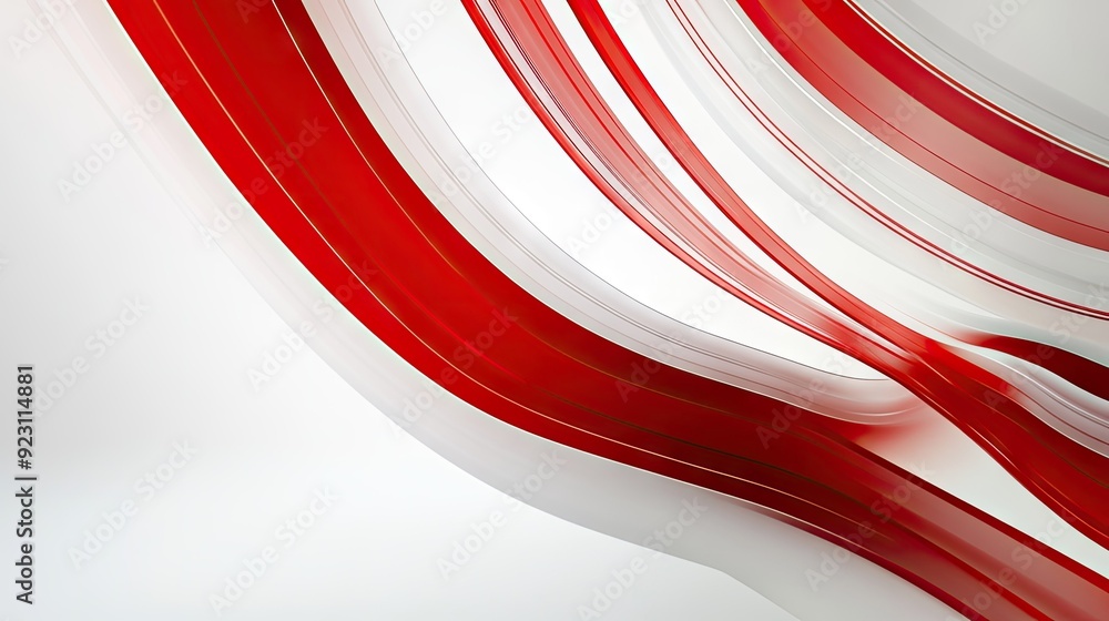 Poster dynamic abstract design with red and white stripe lines over a gradient white background. modern and