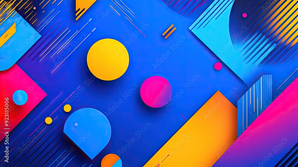 Poster dynamic blue abstract background with bold color contrasts and geometric shapes. perfect for high-en