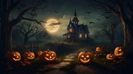 The festive decoration of a Halloween party with themed props, creepy decorations, and a spooky atmosphere