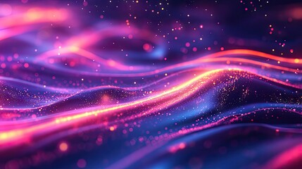 Fototapeta premium Dynamic liquid flow featuring glowing particles on a sleek, fluid cover design. Perfect for Eps10 vector illustrations and modern background themes.