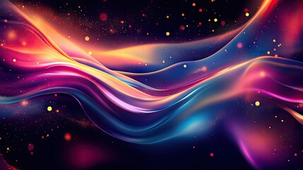 Obraz premium Dynamic liquid flow with glowing particles, showcasing a trendy and fluid cover design. Eps10 vector illustration perfect for modern backgrounds and visuals. -