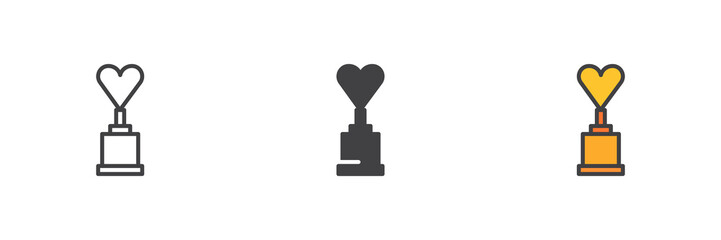 Heart trophy different style icon set