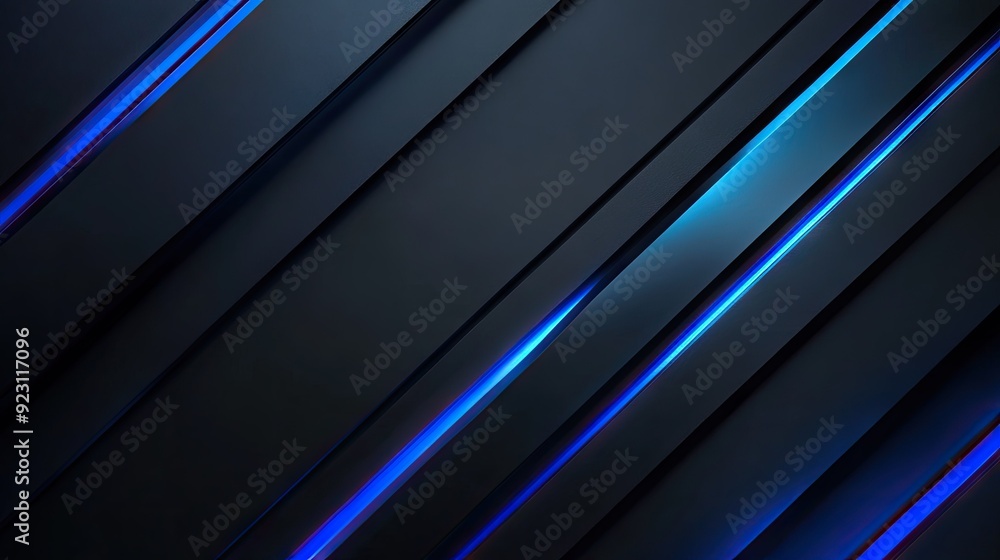 Poster elegant dark grey backdrop featuring bold blue light lines and subtle shadows, creating a luxurious 