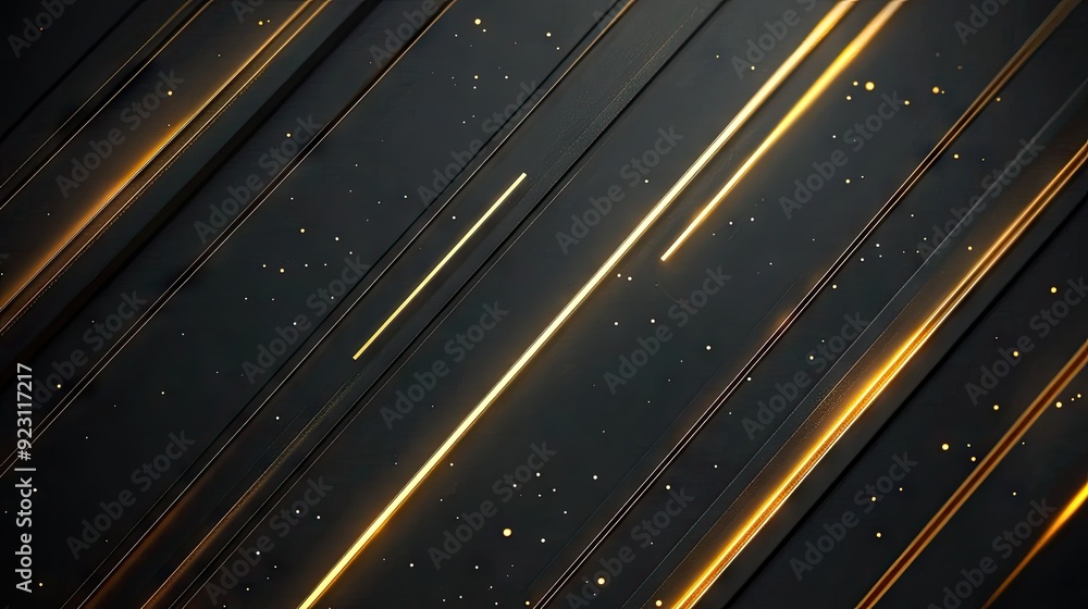 Poster elegant dark grey background featuring intersecting gold light lines with gentle shadows, perfect fo