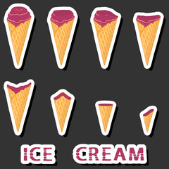Big colorful set different forms natural dessert ice cream of consisting various ingredients