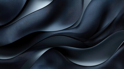 Fototapeta premium Elegant dark grey background with abstract blue metallic weave curves. The modern, luxury design offers a sophisticated futuristic backdrop for text and vector illustrations.