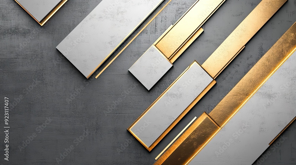 Poster elegant grey background with abstract gold directional arrows. the geometric design offers a futuris