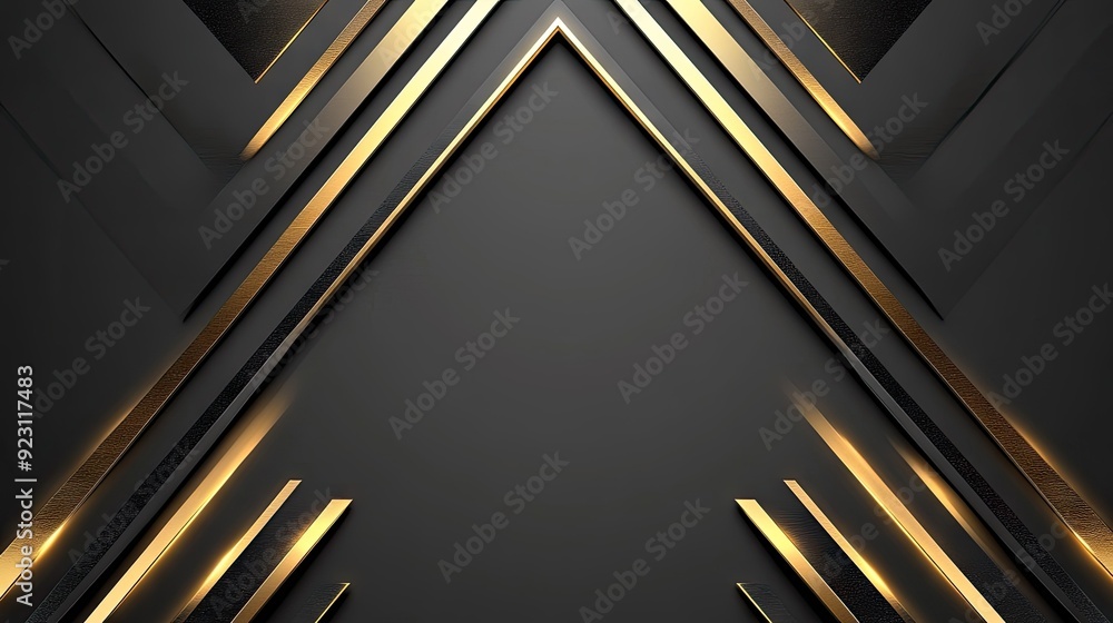 Poster elegant grey background with abstract gold directional arrows. the geometric design offers a futuris