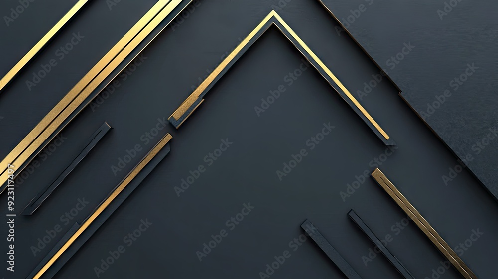 Poster elegant grey background with abstract gold directional arrows. the geometric design offers a futuris