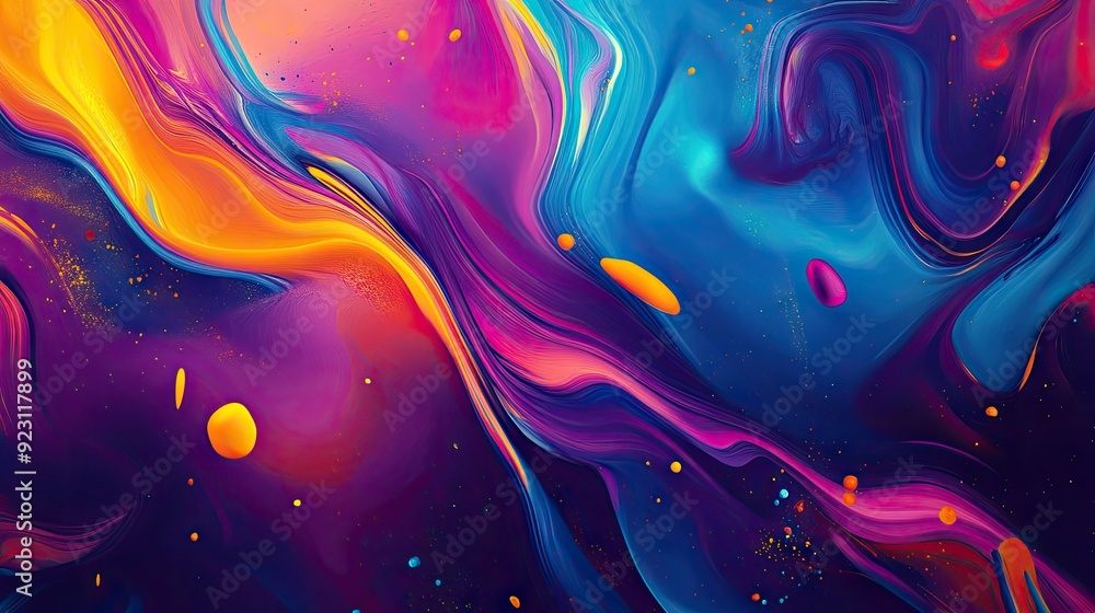 Aufkleber energetic abstract background with colorful splashes and fluid shapes. great for adding a lively tou