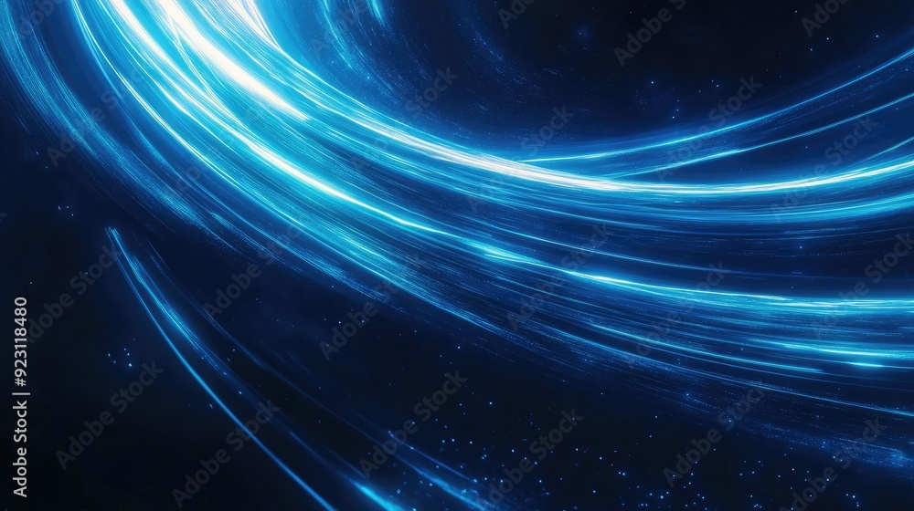 Aufkleber futuristic abstract background featuring glowing curved blue lines that shimmer and move. modern des