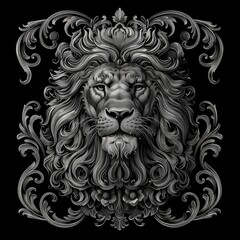 Obraz premium artwork illustration and t shirt design lion engraving ornament