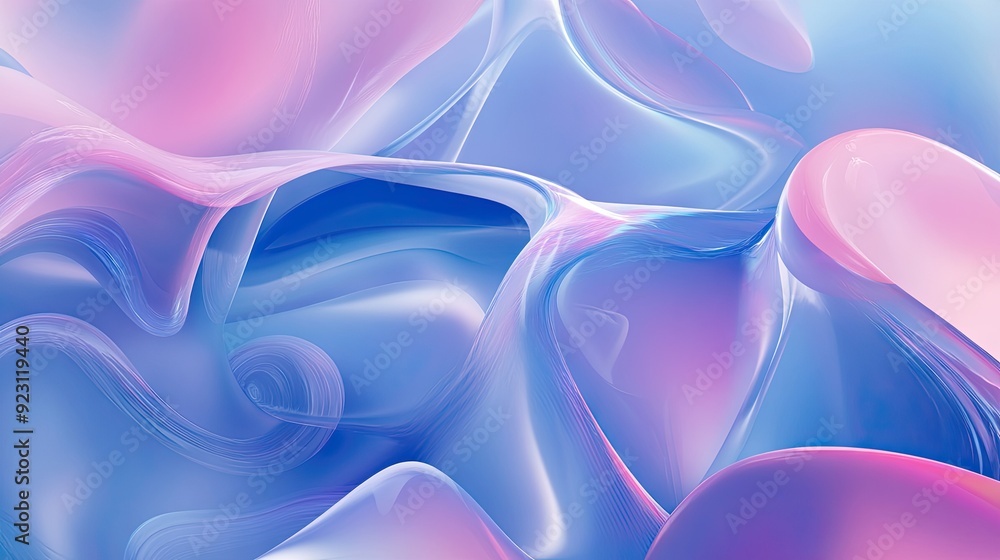 Poster futuristic neumorphism style liquid plastic background with clear, soft shapes and simple design ele