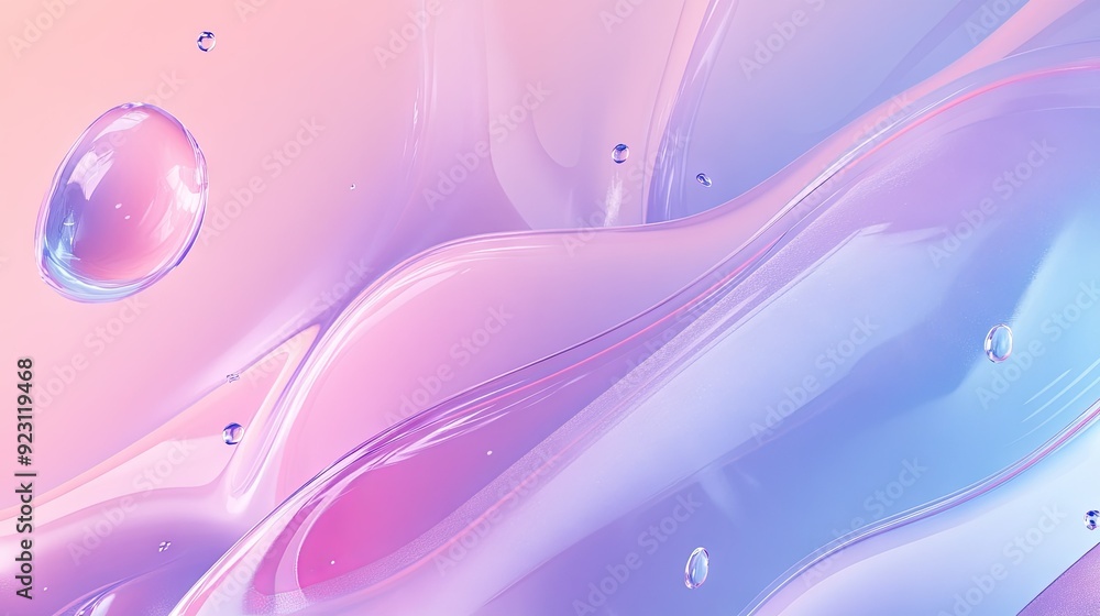 Poster futuristic neumorphism style liquid plastic background with clear, soft shapes and simple design ele