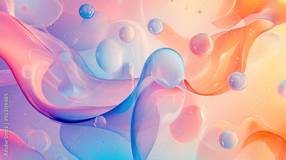 Poster futuristic neumorphism style liquid plastic background with clear, soft shapes and simple design ele