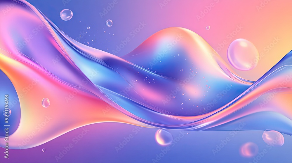 Poster futuristic neumorphism style with liquid plastic interface, featuring clear and soft design elements