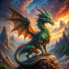 Fototapeta premium Eternal Majesty: The Celestial Dragon of the Enchanted Realm Picture