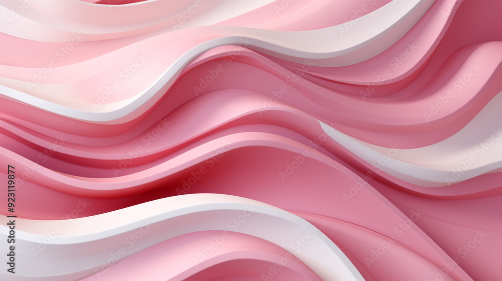 Wall mural abstract smooth pink and white wave mesh gradient background design