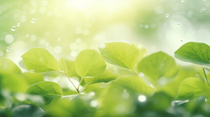 Obraz premium Nature of green leaf in garden at summer under sunlight. Natural green leaves plants using as spring background environment ecology