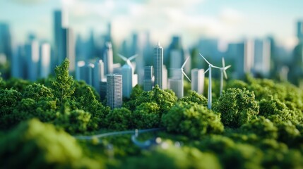 Eco sustainable corporate miniature macro photography tilt shift lens green friendly clean energy earth world future environment business emissions safety CSR responsibility friendly carbon neutral, b