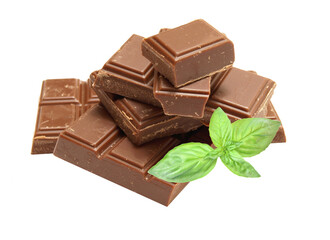 Chocolate bar with mint isolated