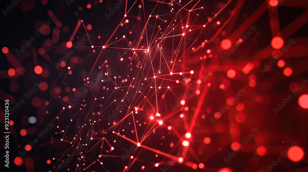 Poster geometric black polygon design enhanced with vibrant red light, creating an abstract and forward-thi