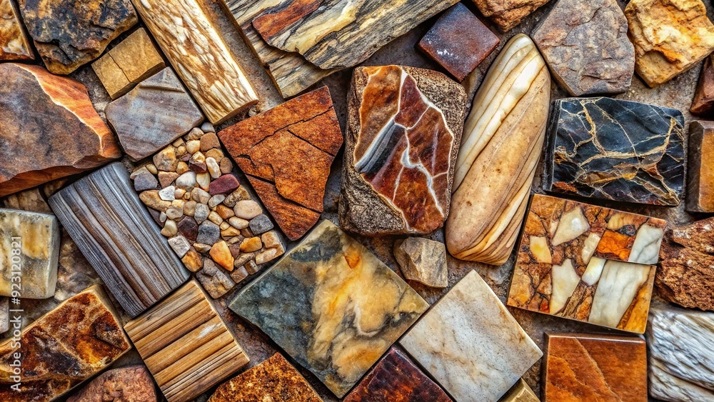 Sticker Texture-rich image of varied stone surfaces, showcasing intricate patterns, earthy tones, and natural imperfections, evoking a sense of rugged beauty and organic elegance.