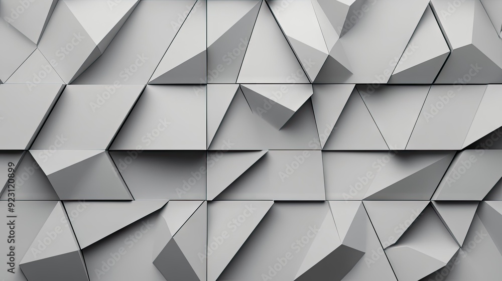 Poster geometric seamless texture of triangles with dimensional shadows, providing a modern and versatile b