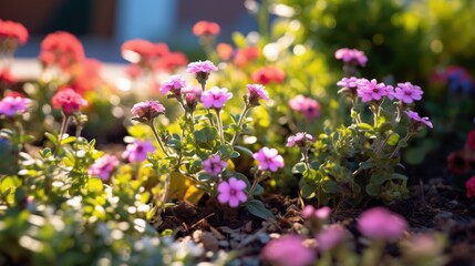 Pink Flowers in a Garden