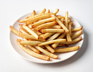 French fries on white background