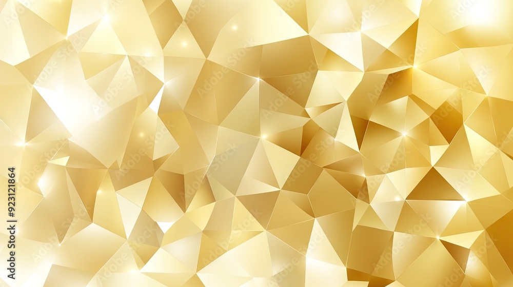 Poster gold polygonal geometric abstract background with a blend of shimmering tones and angles, perfect fo