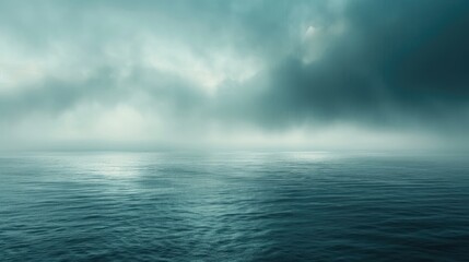 Obraz premium Dramatic, hazy, minimalistic color, seascape, shore, bright, clouds.