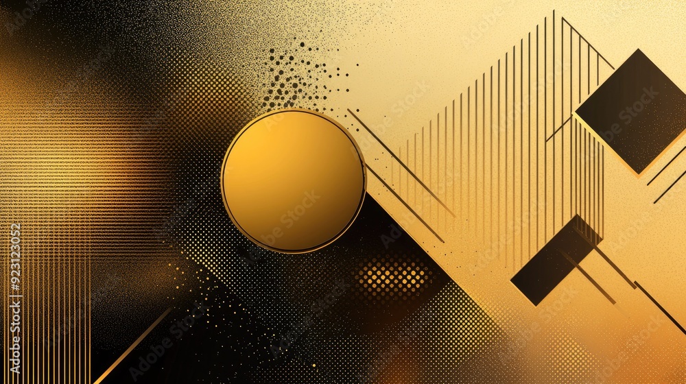 Poster luxurious golden gradient backdrop adorned with abstract geometric shapes, offering a sophisticated 