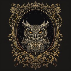 artwork illustration and t shirt design owl engraving ornament Job ID: bdaf2b8e-463e-4ad7-8224-fe1345f80355