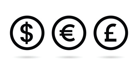 Currency icons set dollar, euro, pound, vector illustration