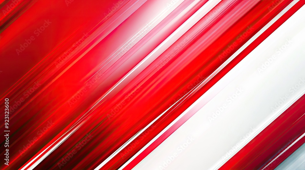 Poster Modern abstract background design template with striking red and white diagonal stripes. Clean lines and vibrant colors create a dynamic and professional look.