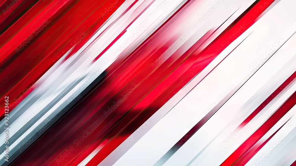 Poster Modern abstract background design template with striking red and white diagonal stripes. Clean lines and vibrant colors create a dynamic and professional look.