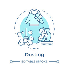 Dusting soft blue concept icon. Cleaning method, clothing. Housekeeping service. Round shape line illustration. Abstract idea. Graphic design. Easy to use in infographic, presentation