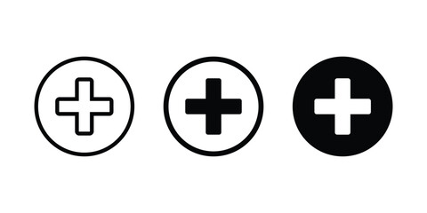 Plus icon set. Add icon. Addition sign. Medical Plus icon design on white background vector illustration