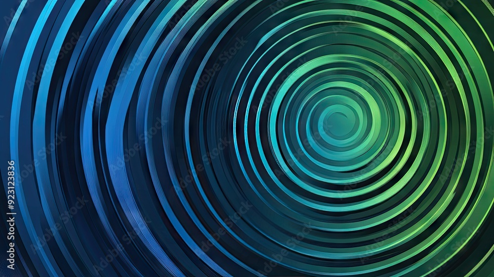 Poster modern abstract background showcasing concentric circles in varying shades of blue and green. great 