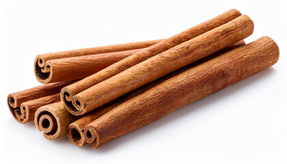 cinnamon sticks on white background