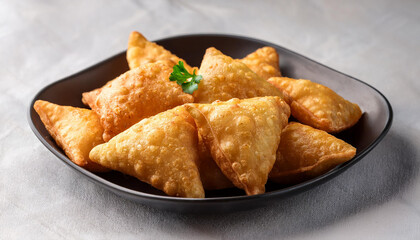 Veg Samosa - is a crispy and spicy Indian triangle shape snack which has crisp outer layer of maida filling of mashed potato, peas and spices