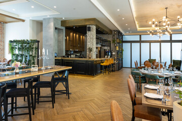 Interior of a modern hotel cafe bar restaurant