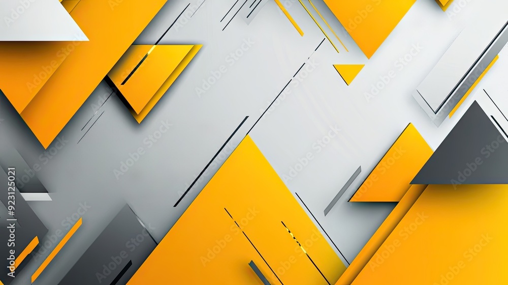 Poster modern geometric background with yellow-grey triangle arrows pointing in various directions. the abs