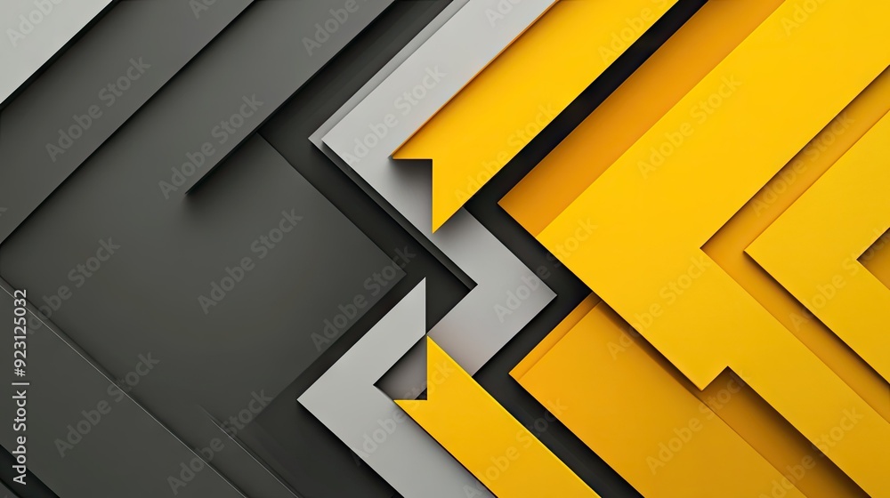 Poster modern geometric background with yellow-grey triangle arrows pointing in various directions. the abs
