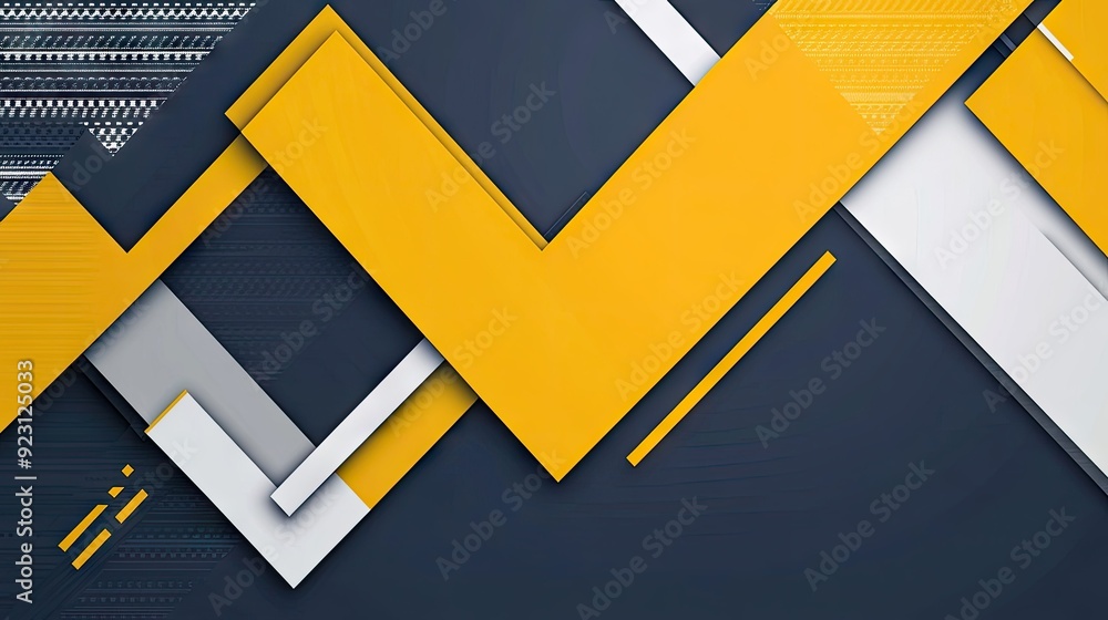 Poster modern geometric background with yellow-grey triangle arrows pointing in various directions. the abs