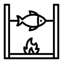 Fish Cooking Vector Line Icon Design